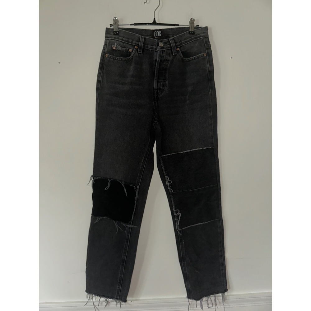 BDG Urban Outfitters Slim Straight Patchwork Distressed Black Jeans Womens 27